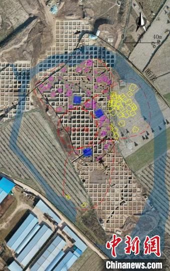 圖為位于甘肅省天水市張家川回族自治縣境內(nèi)的圪垯川遺址史家類型時(shí)期大型環(huán)壕聚落布局。(資料圖) 甘肅省文物局供圖