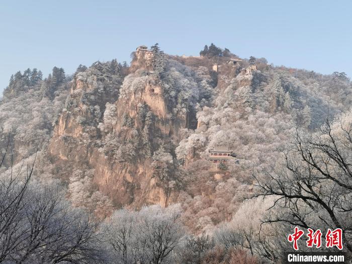 圖為崆峒山霧凇景色?！⌒煺袢A 攝