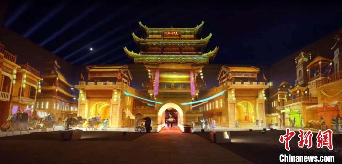 2024年7月15日，甘肅嘉峪關(guān)開(kāi)啟“夜游”模式。圖為夜游燈光劇《天下嘉峪關(guān)》光影效果。(甘肅嘉峪關(guān)關(guān)城景區(qū)供圖)